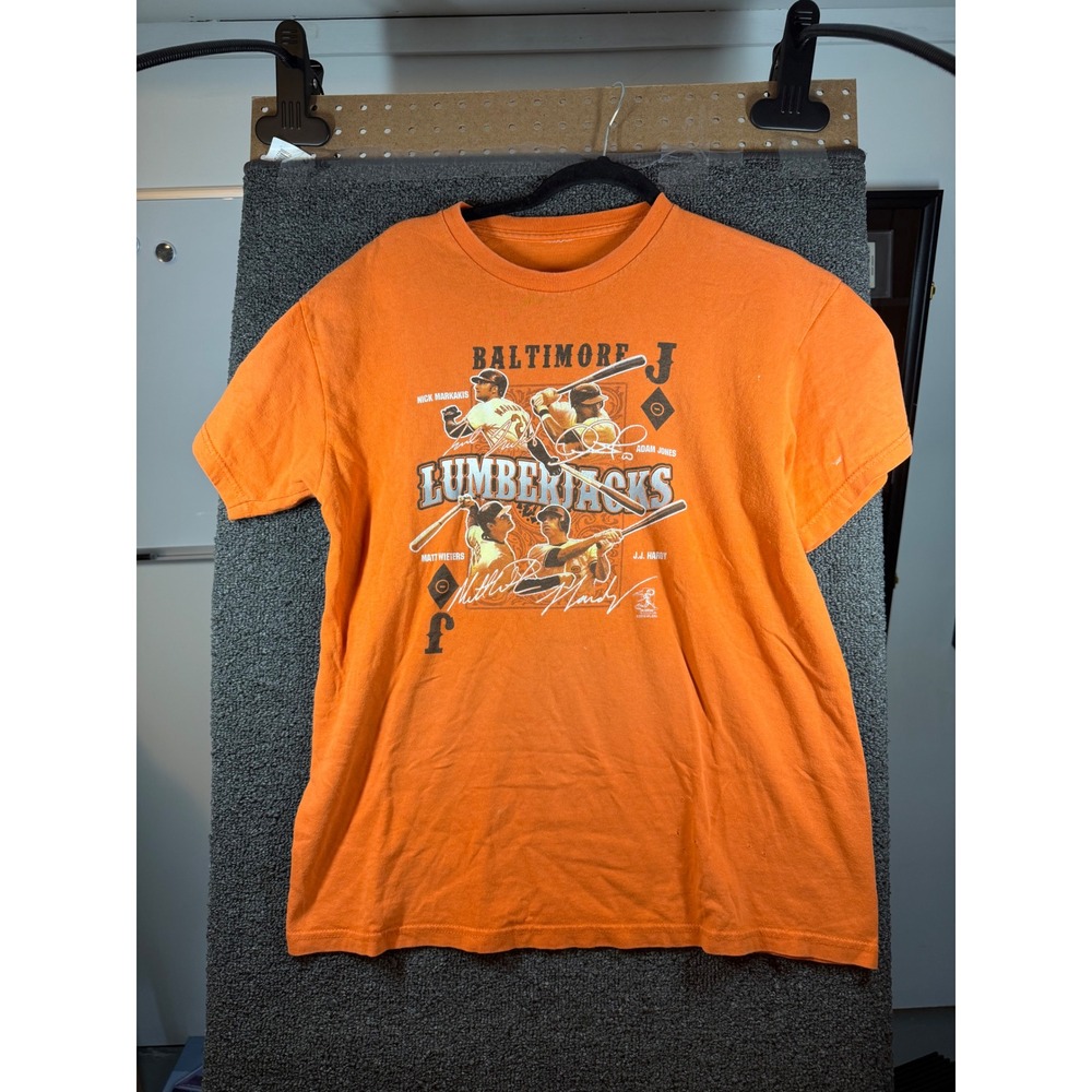 MLB Baltimore Orioles T-Shirt Mens L Orange Lumberjacks 2012 Graphic Tee